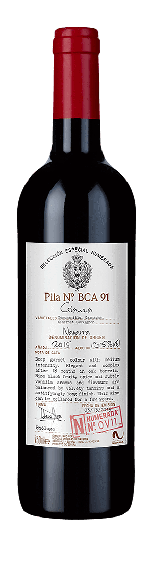 Selección Numerada Navarra Crianza v11 2015 Tempranillo Tempranillo, Garnacha, Cabernet Sauvignon Navarra